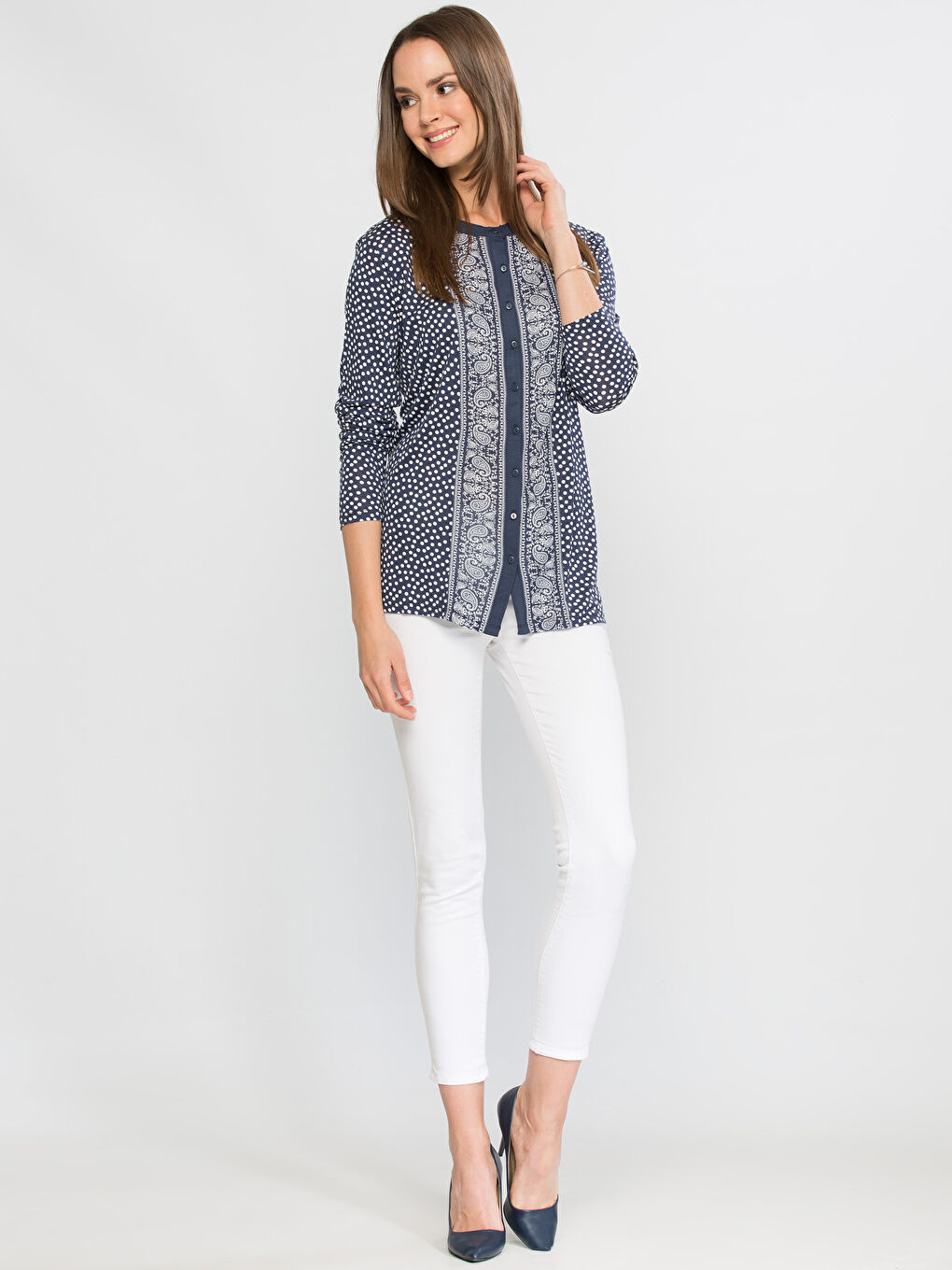 Lacivert Baskılı Tişört-2