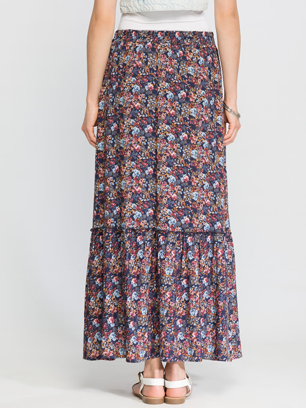 Lacivert Baskılı Etek-1