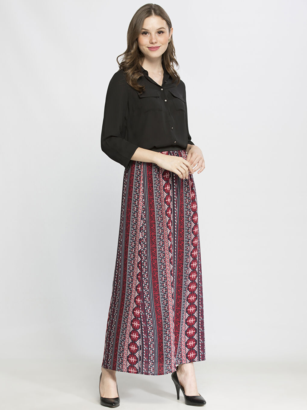 Kırmızı Baskılı Etek-2