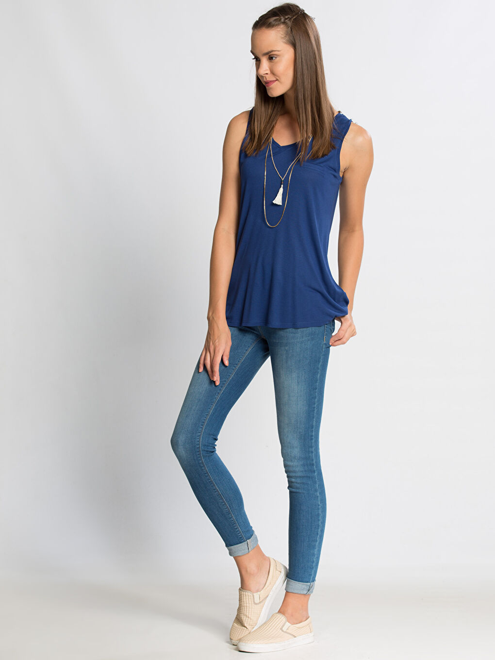 Женщины Синий Майка-2