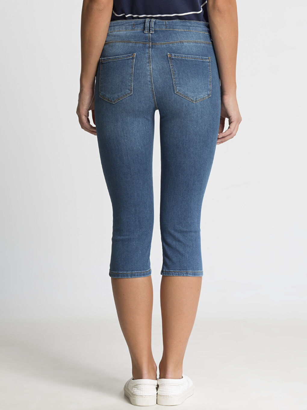 Orta İndigo Rodeo Jean Kapri-1