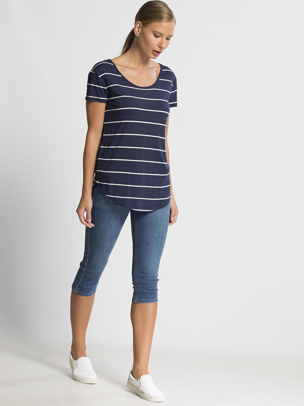 Orta İndigo Rodeo Jean Kapri-2