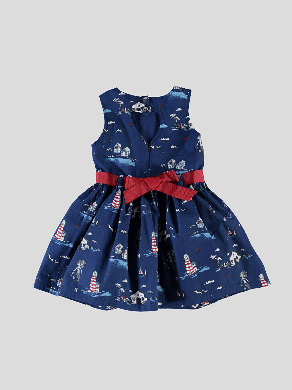 Lacivert Baskılı Elbise-1