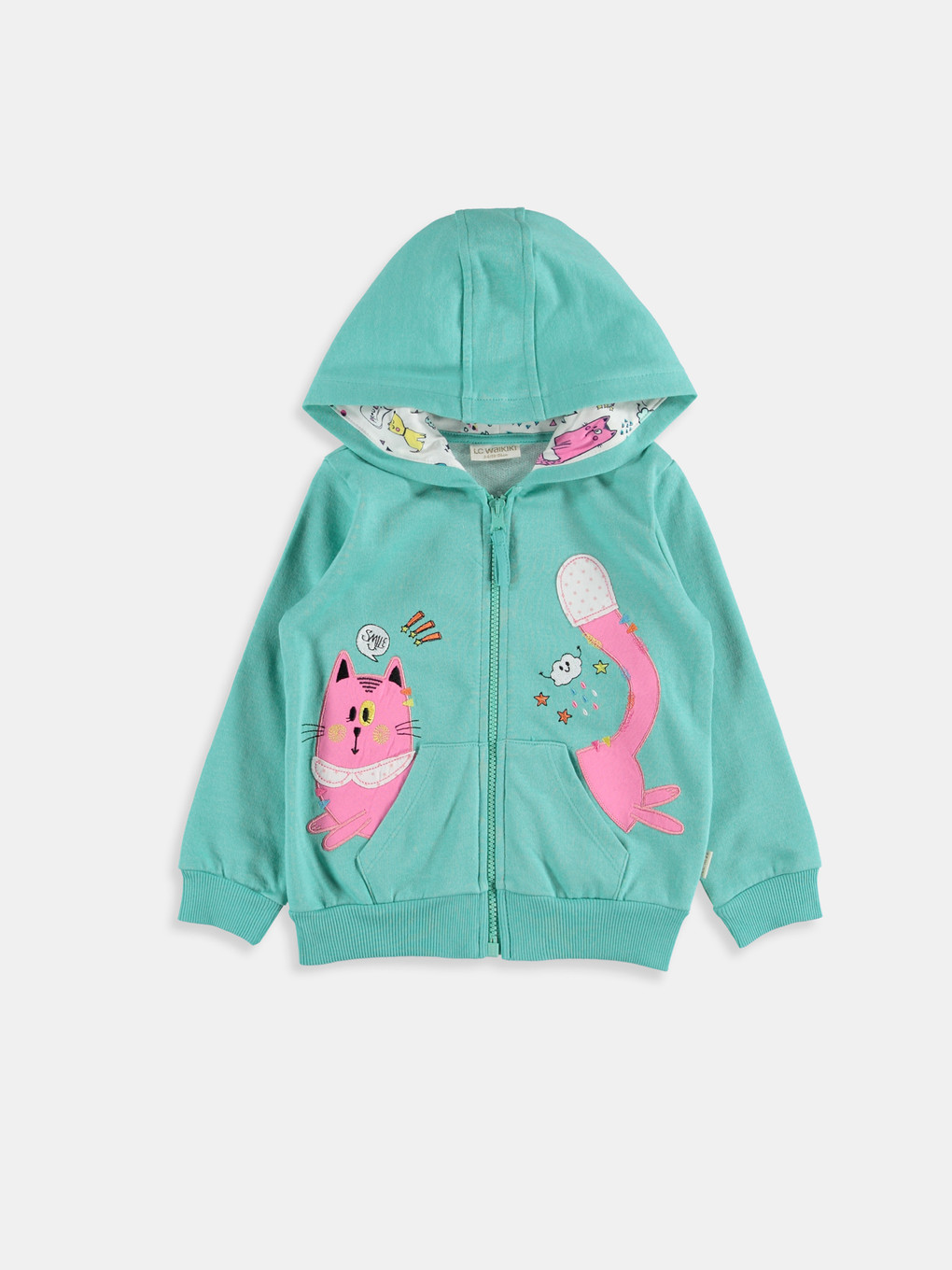 Nane Yeşili Melanj Fermuarlı Sweatshirt