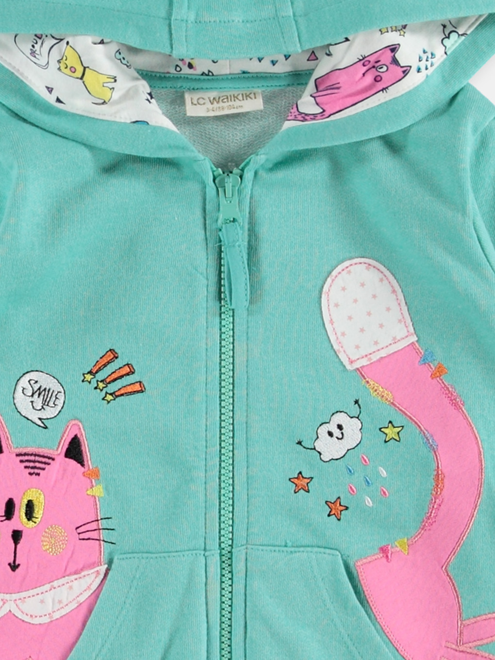 Nane Yeşili Melanj Fermuarlı Sweatshirt-1