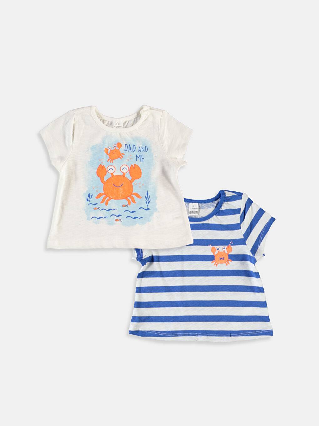 Mavi Bisiklet Yaka Kısa Kollu Bebek Tişört 2'li