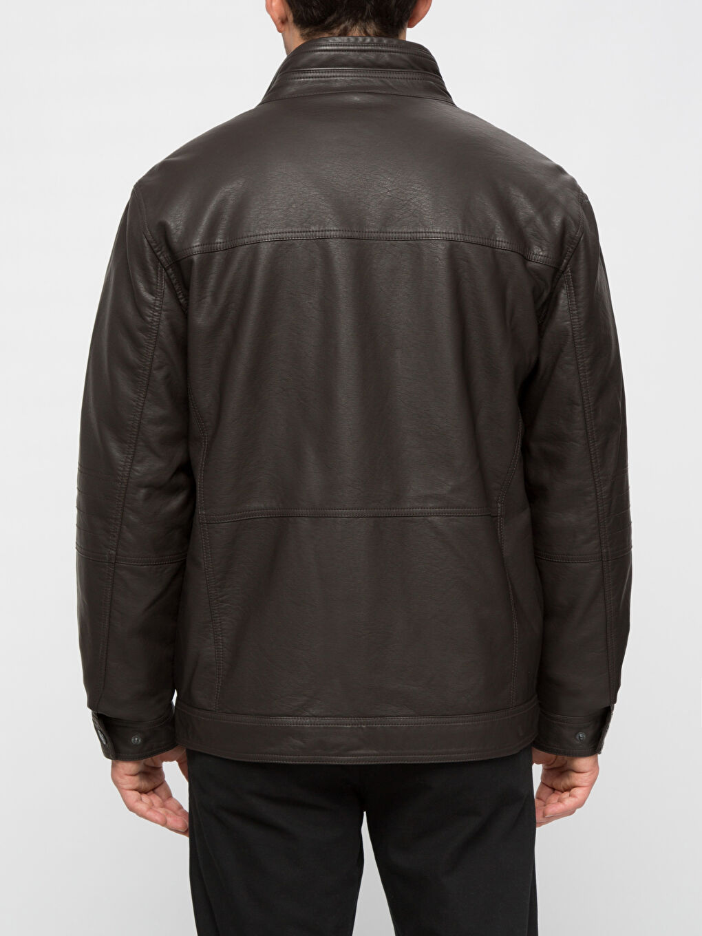 K.Kahverengi Deri Görünümlü Mont-2