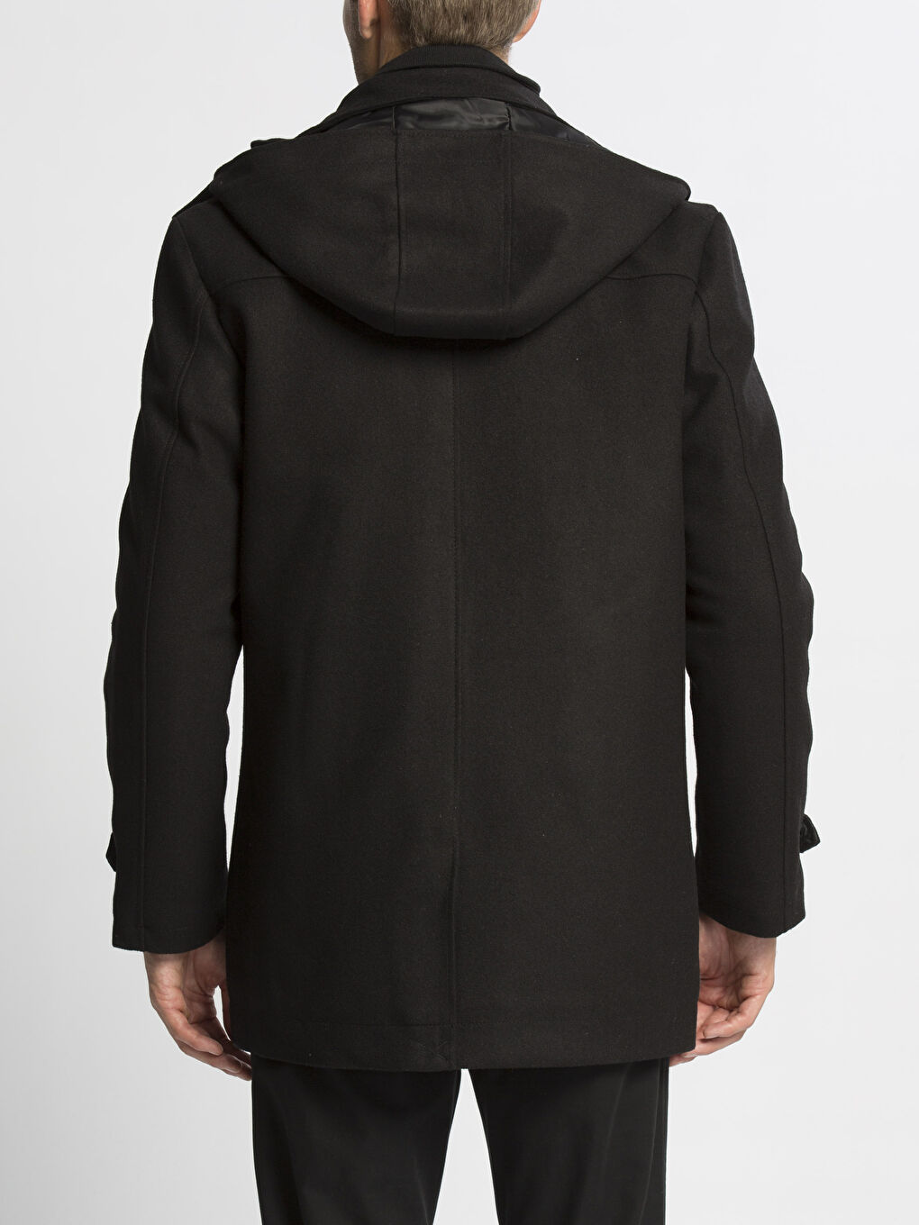 Siyah Kalın Yün Karışımlı Kaşe Kaban-2