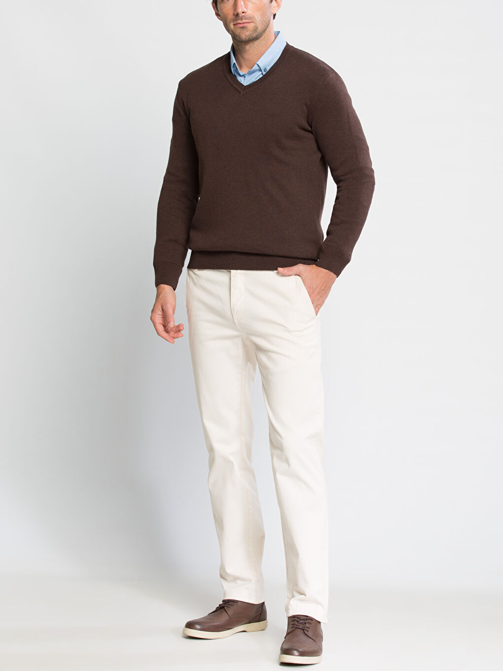 Siyah V Yaka Basic İnce Triko Kazak-2