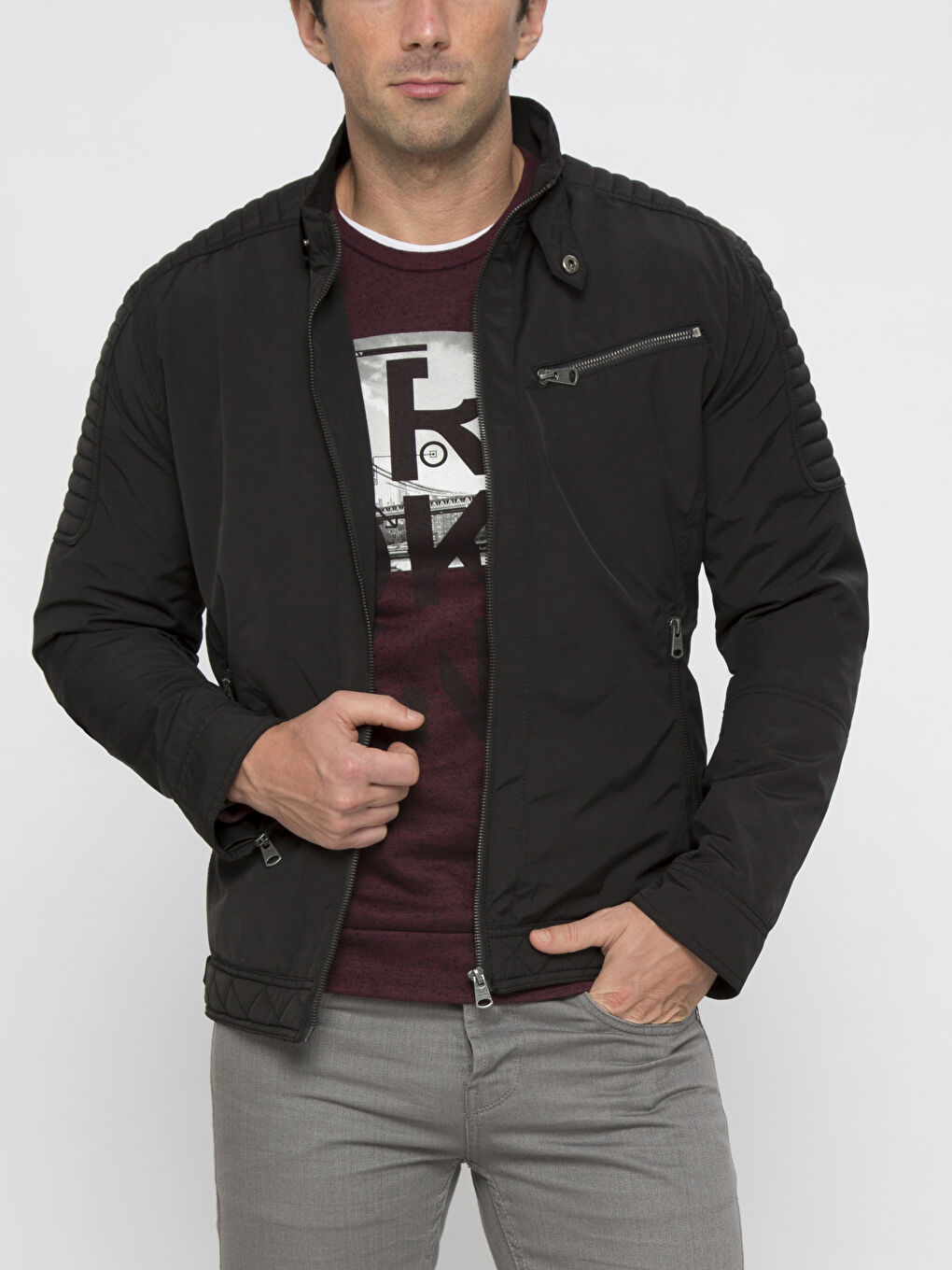 XSIDE Geacă NEGRU Bărbat - 6K1594Z8-G99 - LC Waikiki