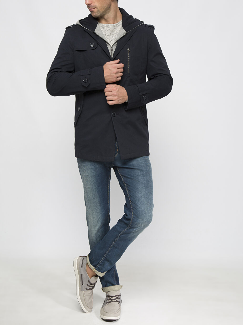 Man BLACK Trench Coat-3