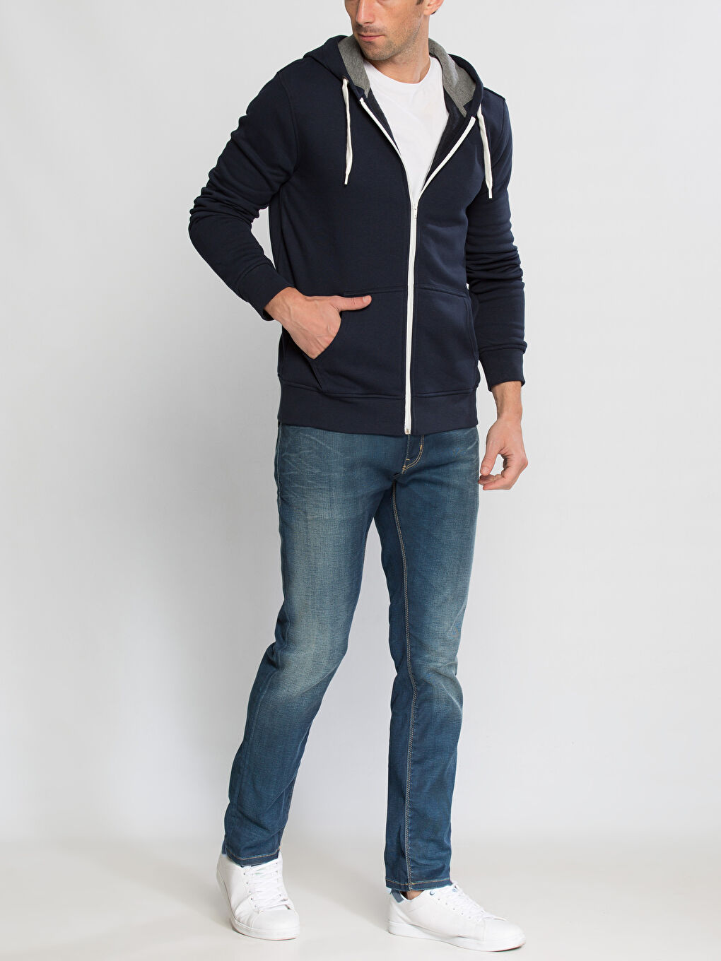 Lacivert Fermuarlı Sweatshirt-2