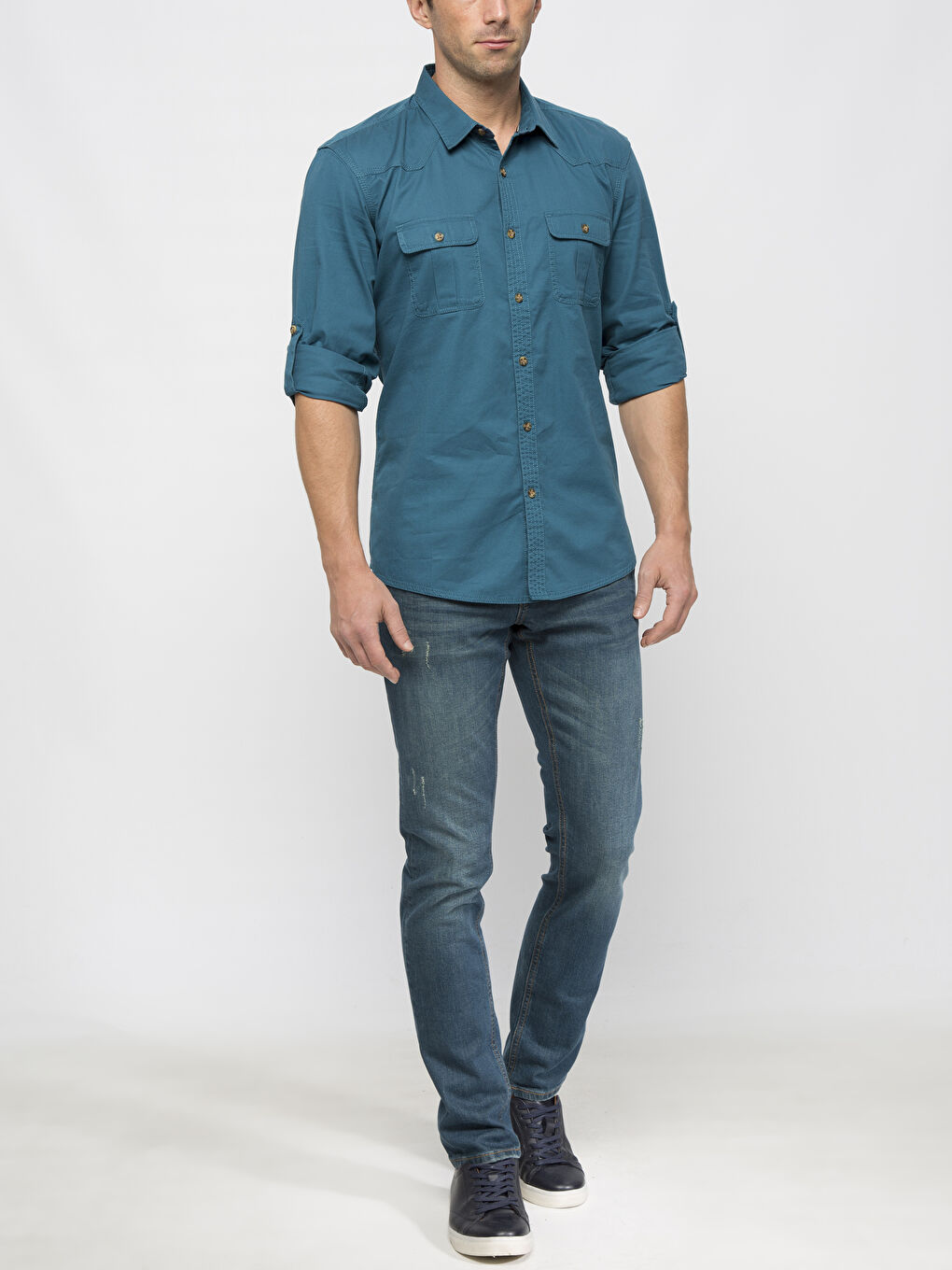 Petrol Lacivert Gömlek-2