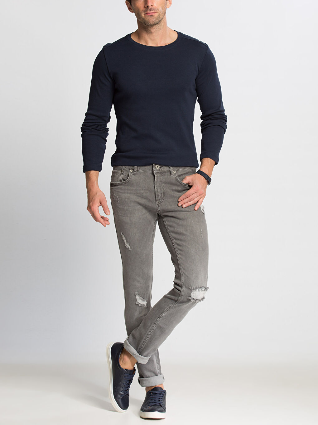 Gri Rodeo Jean Pantolon-2