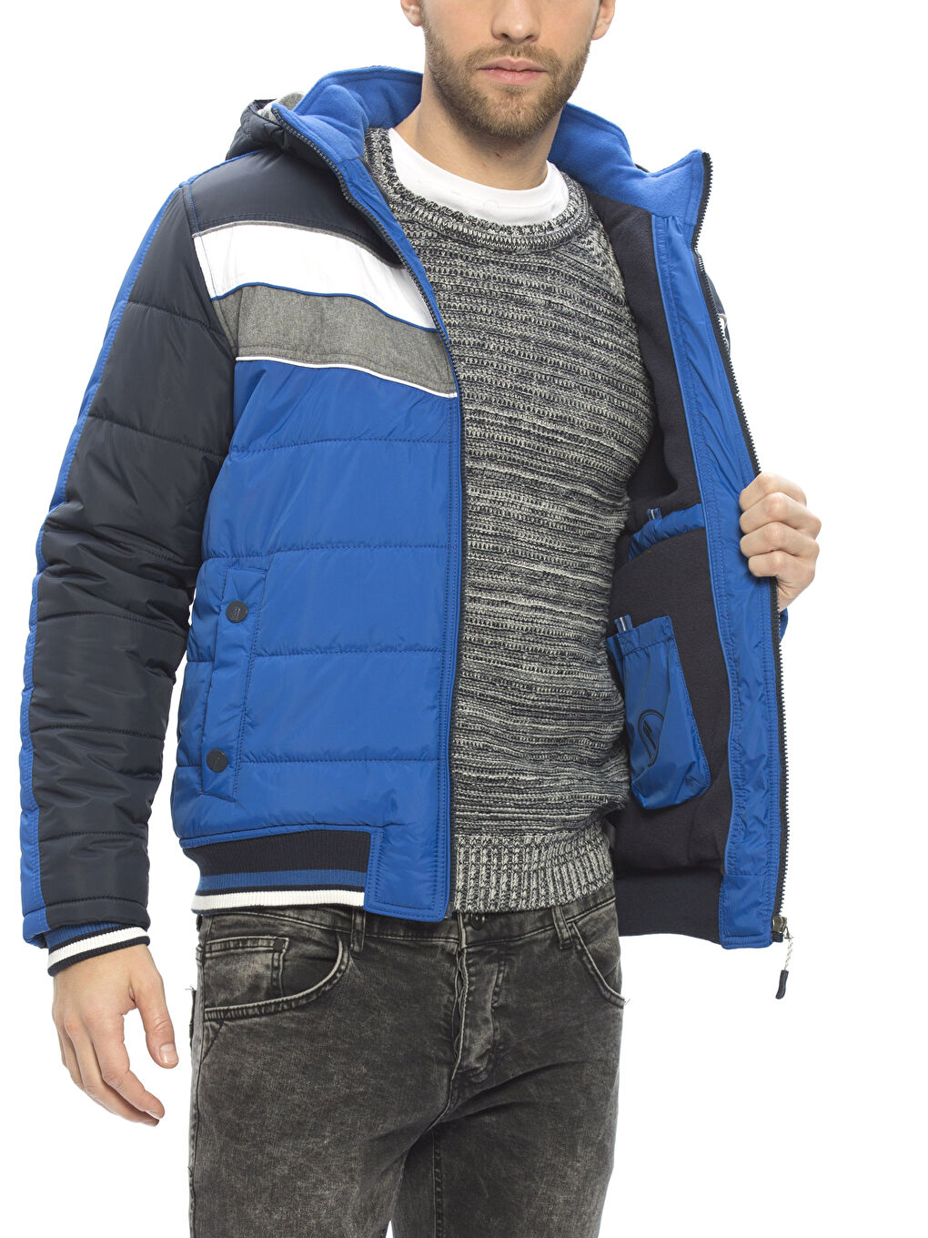 Mavi Mavı Şişme Mont-1