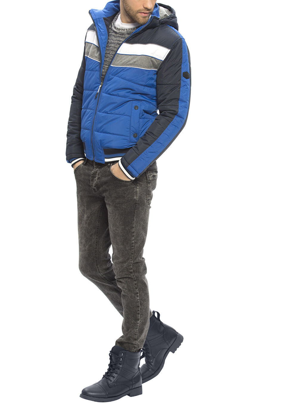 Mavi Mavı Şişme Mont-3