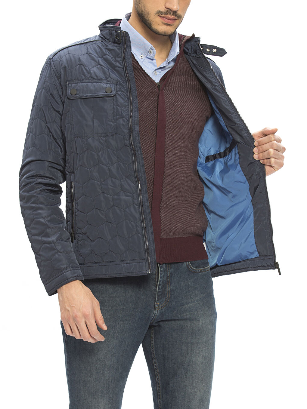 Lacivert Kapitoneli Cepli Mont-1