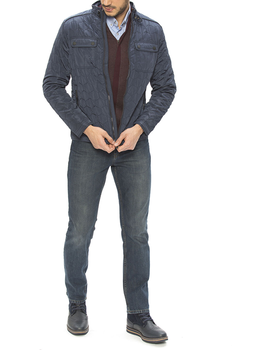 Lacivert Kapitoneli Cepli Mont-3