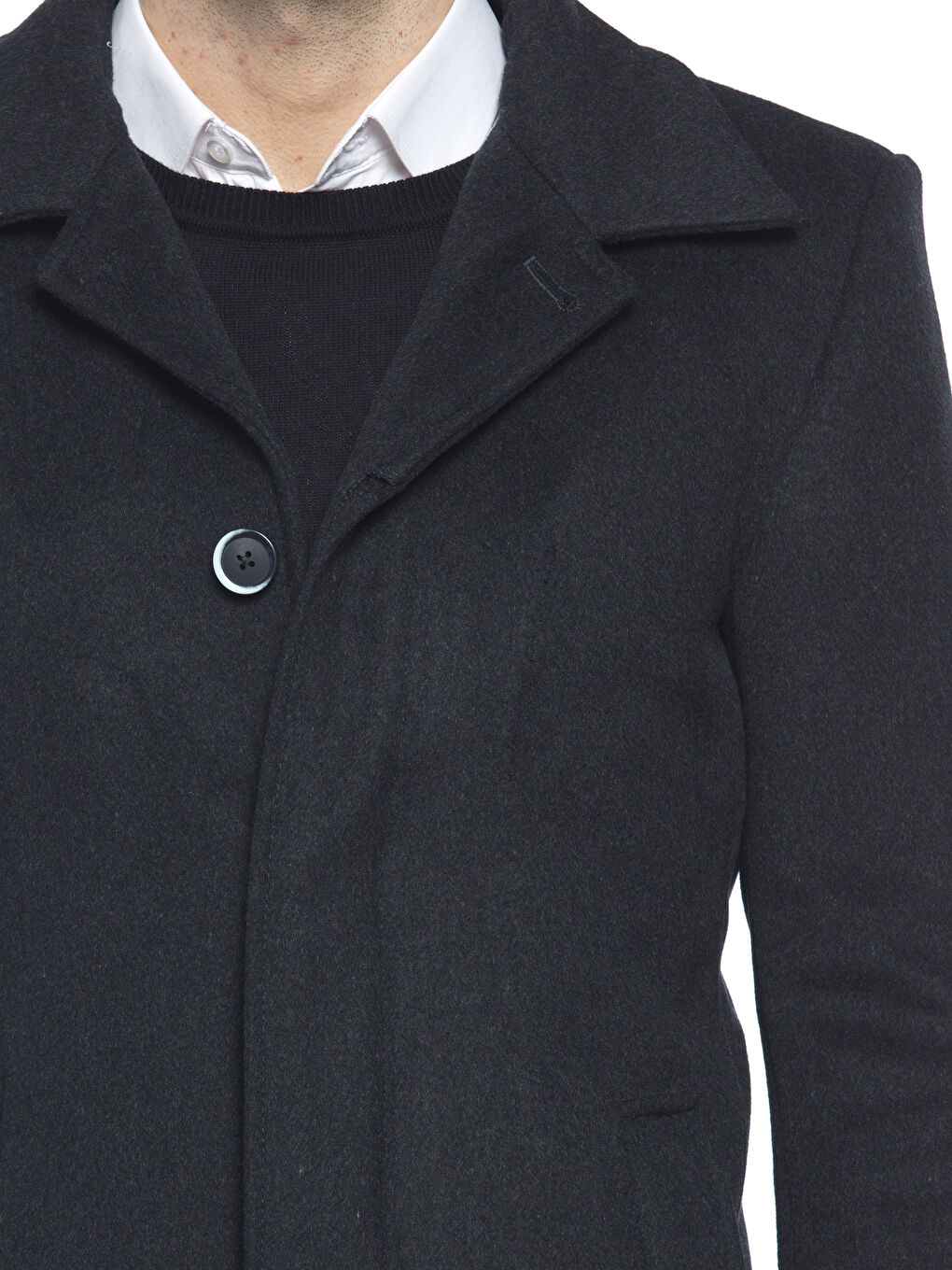 Palton din amestec de lână ANTRACIT Bărbat-3