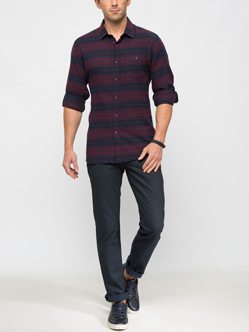 Man BORDEAUX Flannel Shirt-2