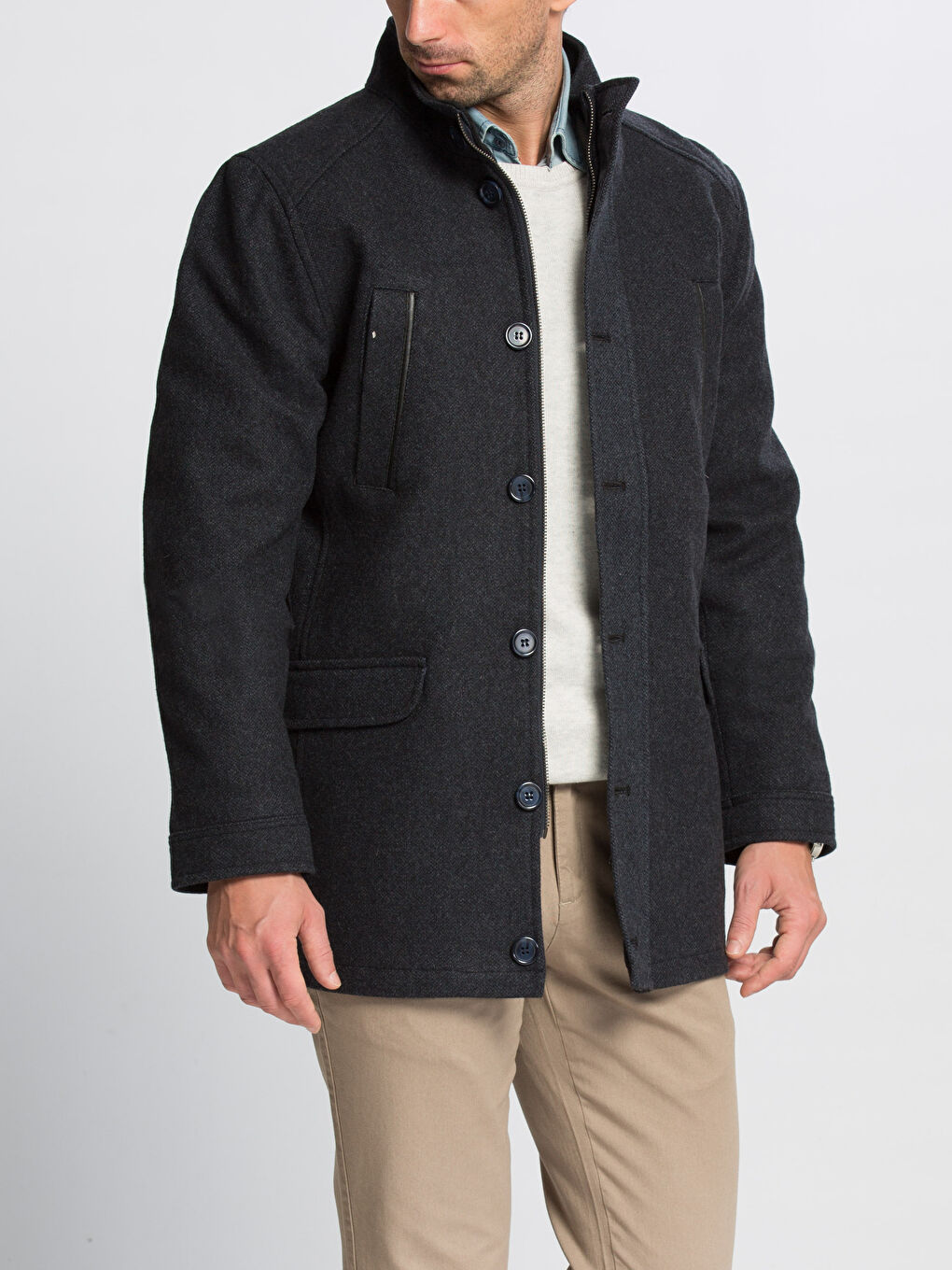 İndigo Melanj Kaşe Kaban