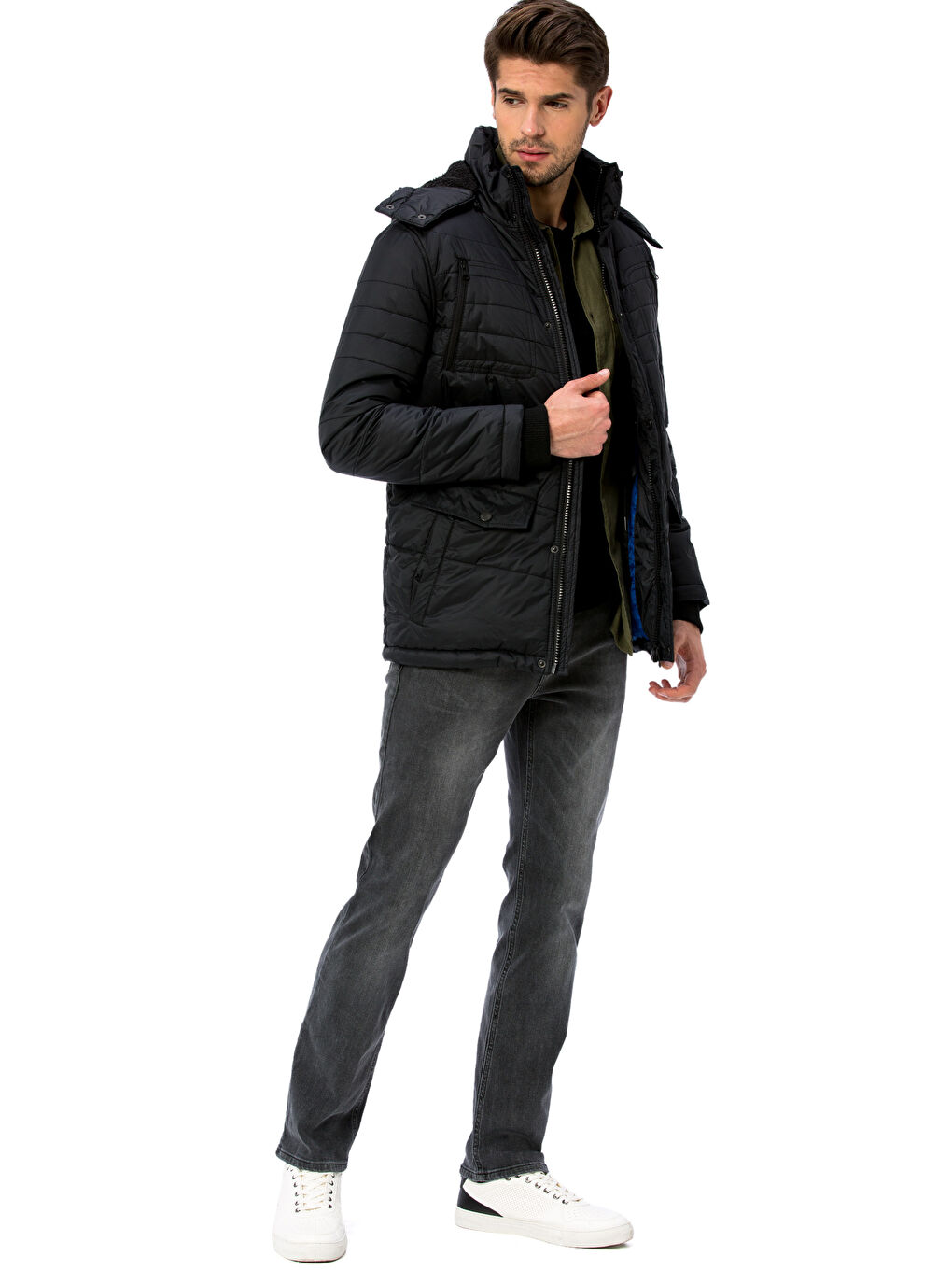 Yeni Siyah Şişme Mont-4