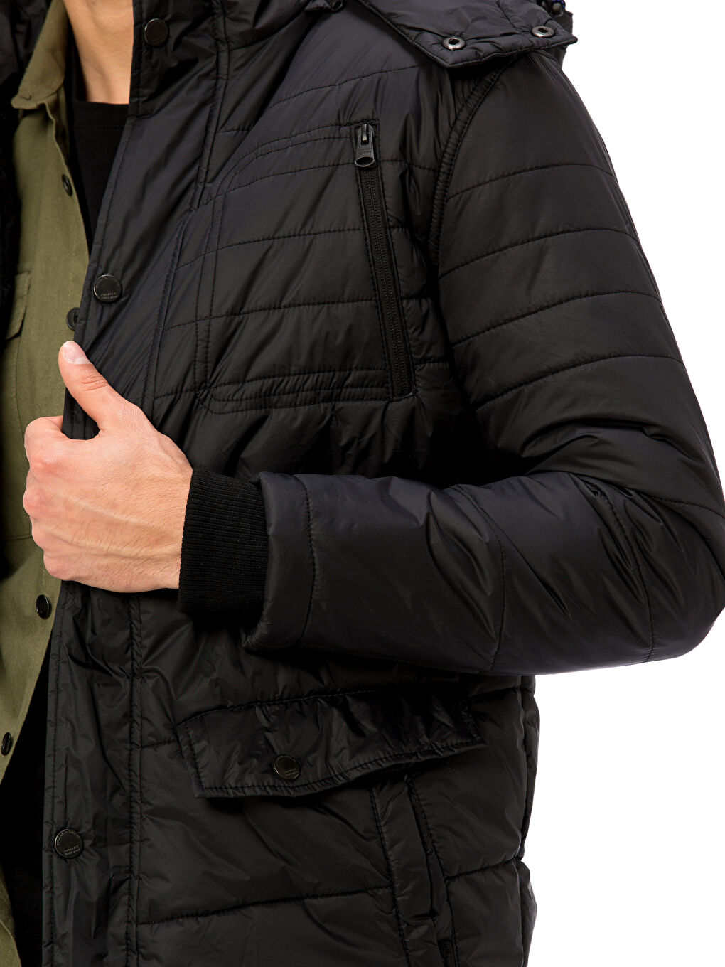 Yeni Siyah Şişme Mont-5