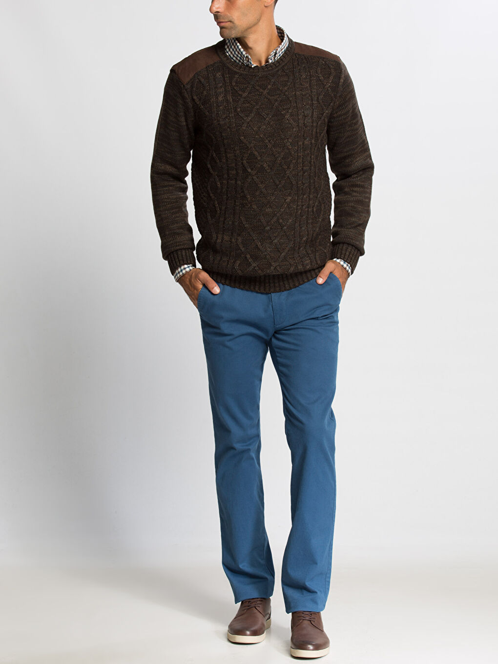 მამაკაცები ყავისფერი სვიტერი-2