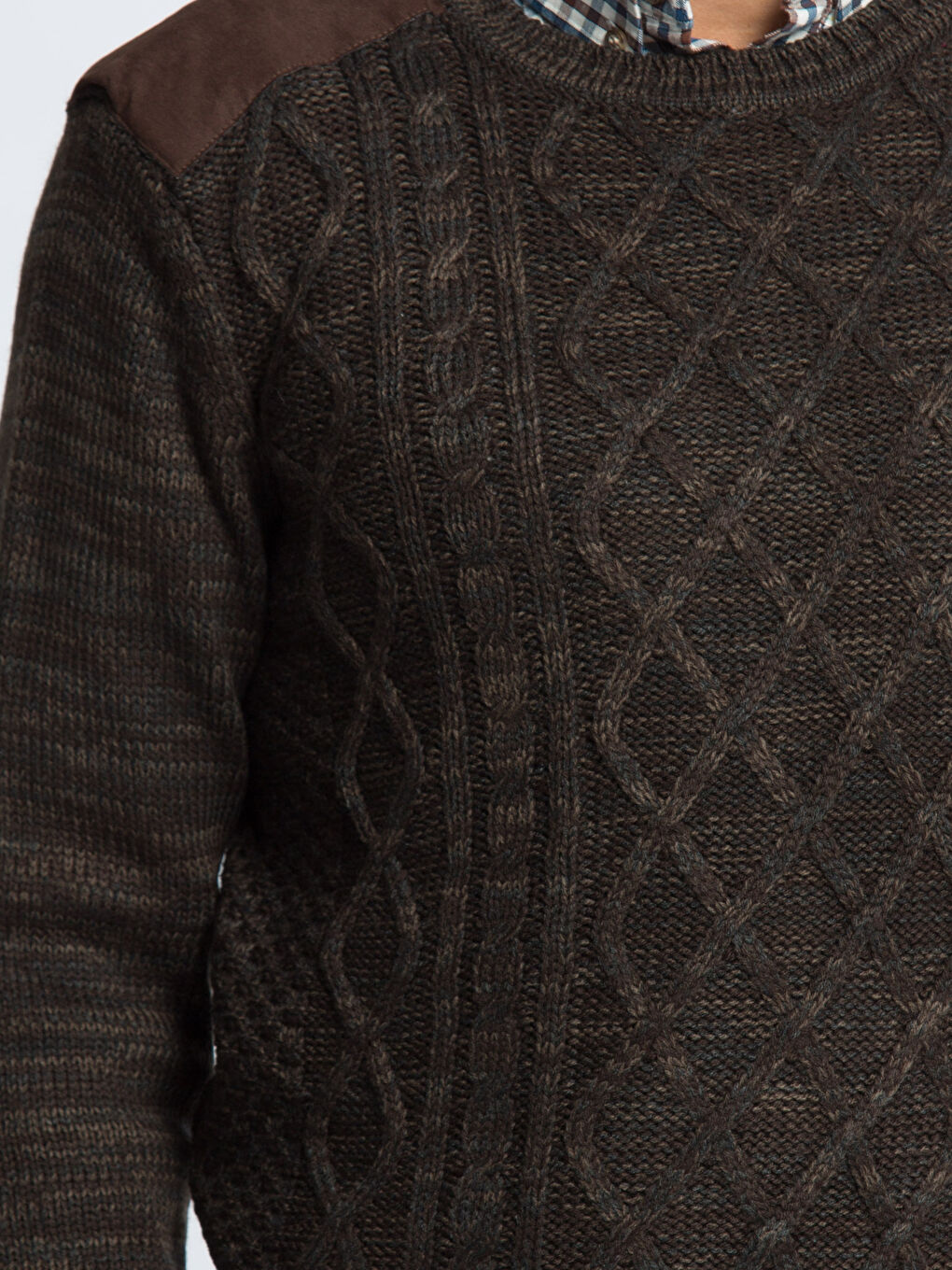 მამაკაცები ყავისფერი სვიტერი-3