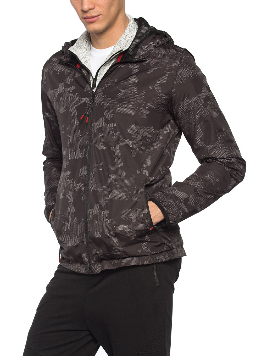 Antrasit Baskı Şişme Mont