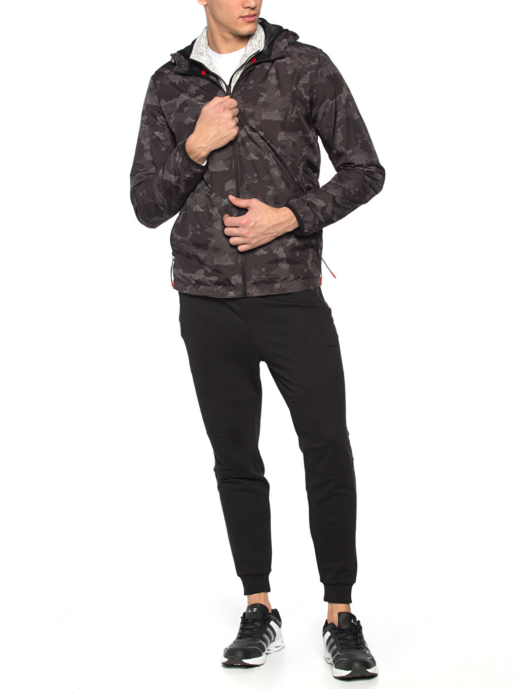 Antrasit Baskı Şişme Mont-2