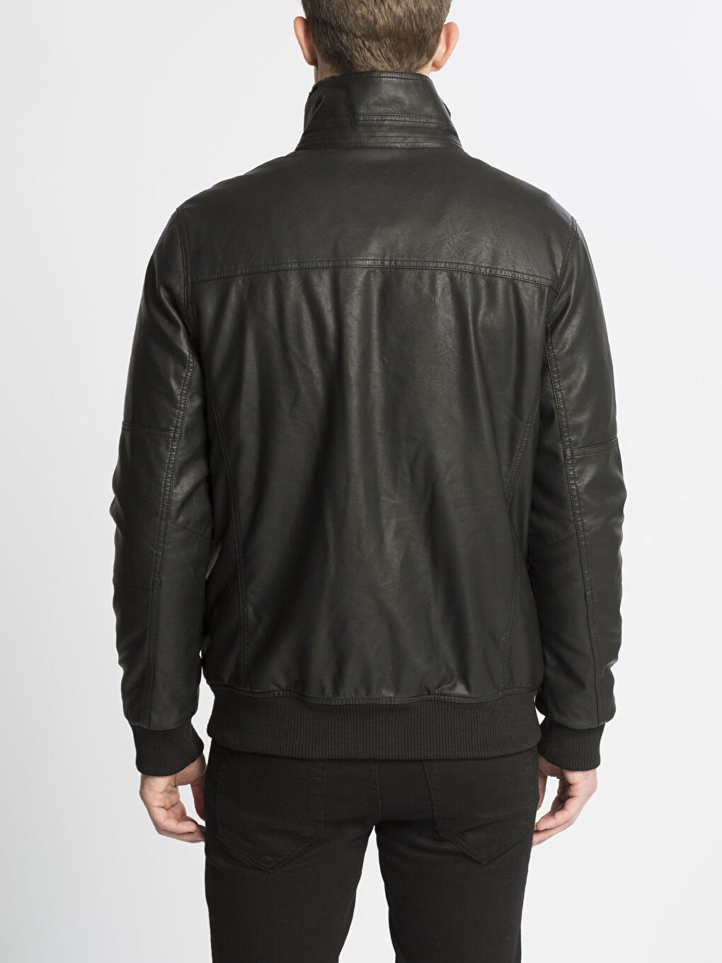 Yeni Siyah Deri Görünümlü Mont-2