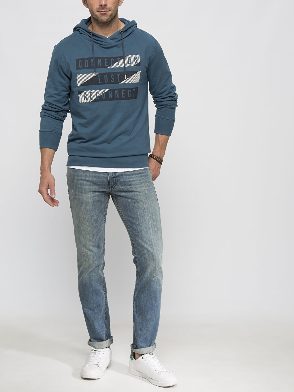 Мужчины Голубой Худи-2