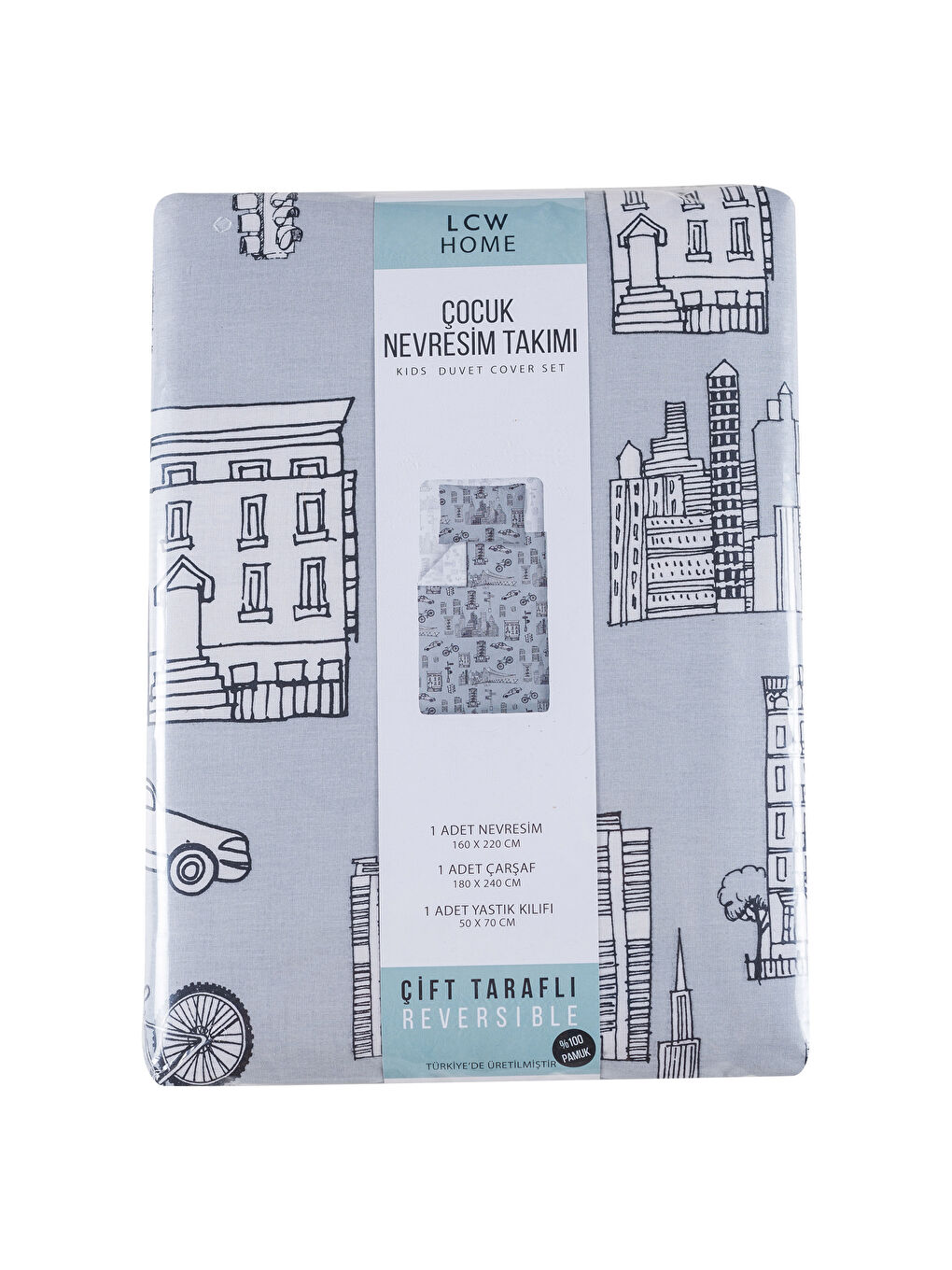 Gri Baskılı Çocuk Nevresim Takımı-5