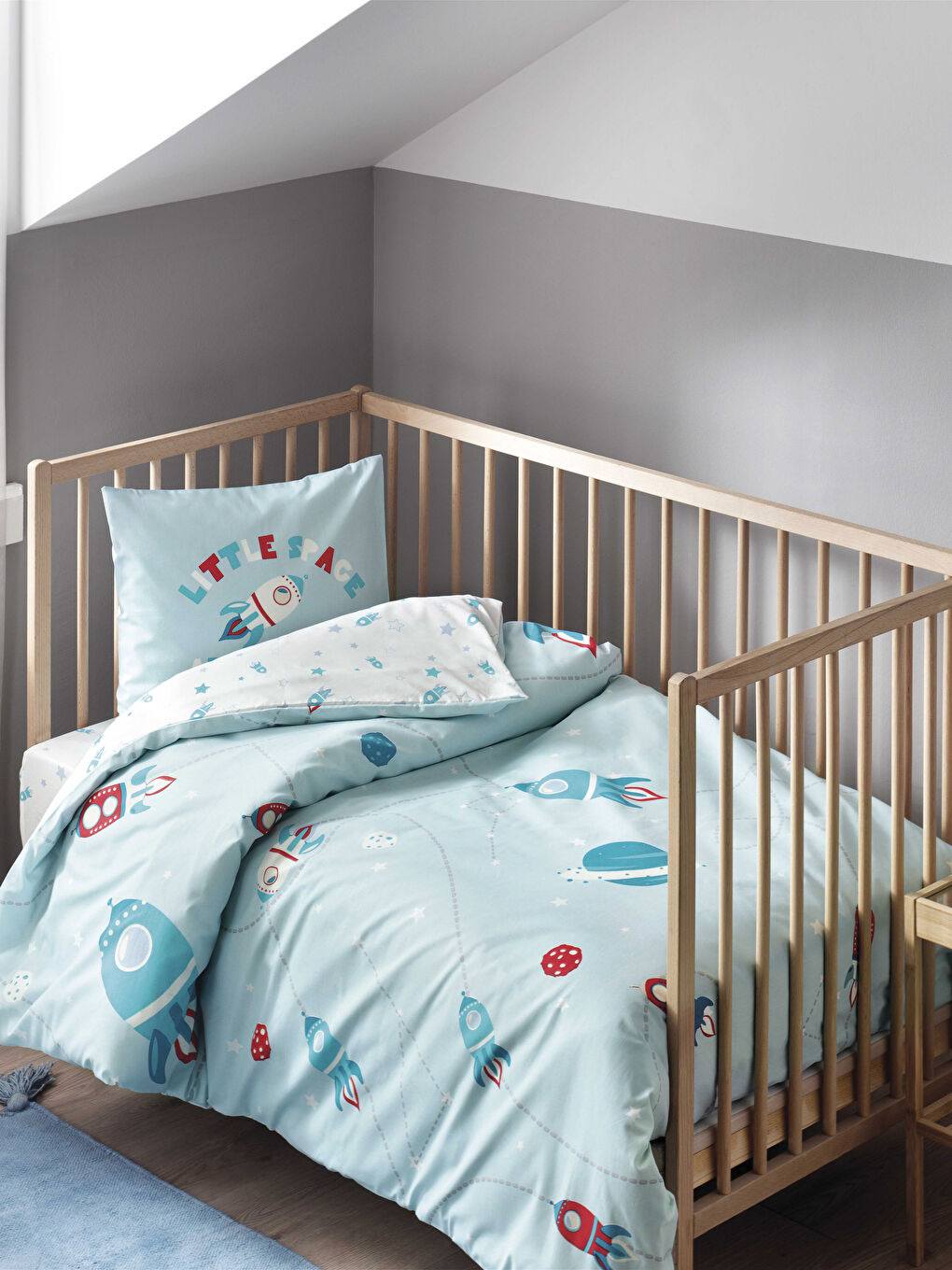 Mavi Baskılı Bebek Nevresim Takımı