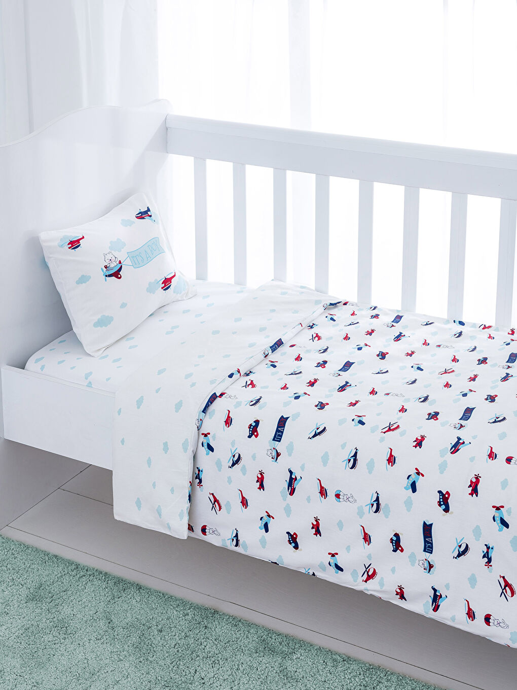 Mavi Baskılı Bebek Nevresim Takımı