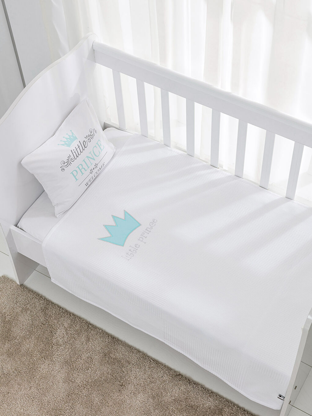 Couvre-lit piqué pour bébé BLEU-1