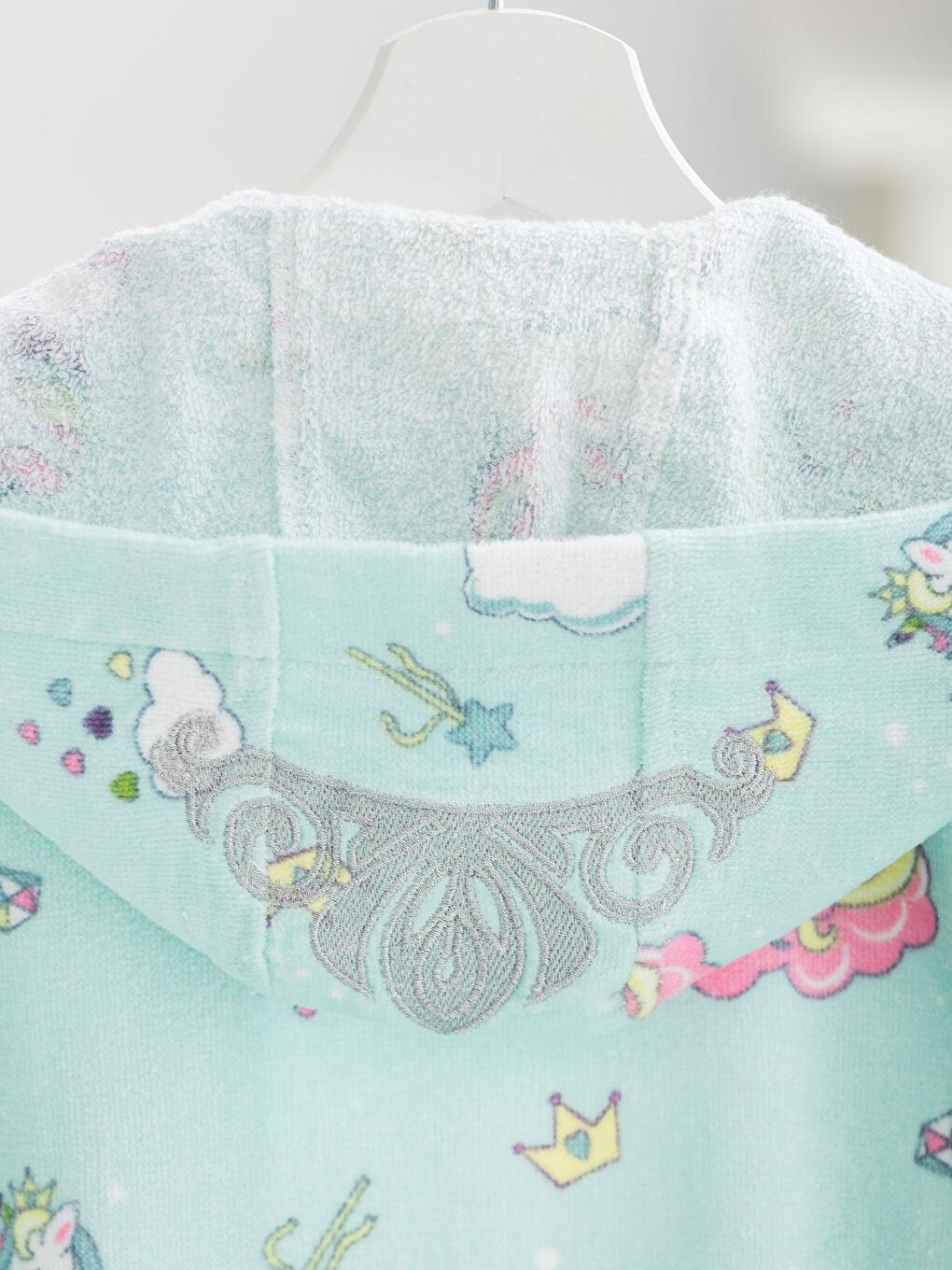 Turkuaz Uçuk Su Mavisi Çocuk Bornoz-3