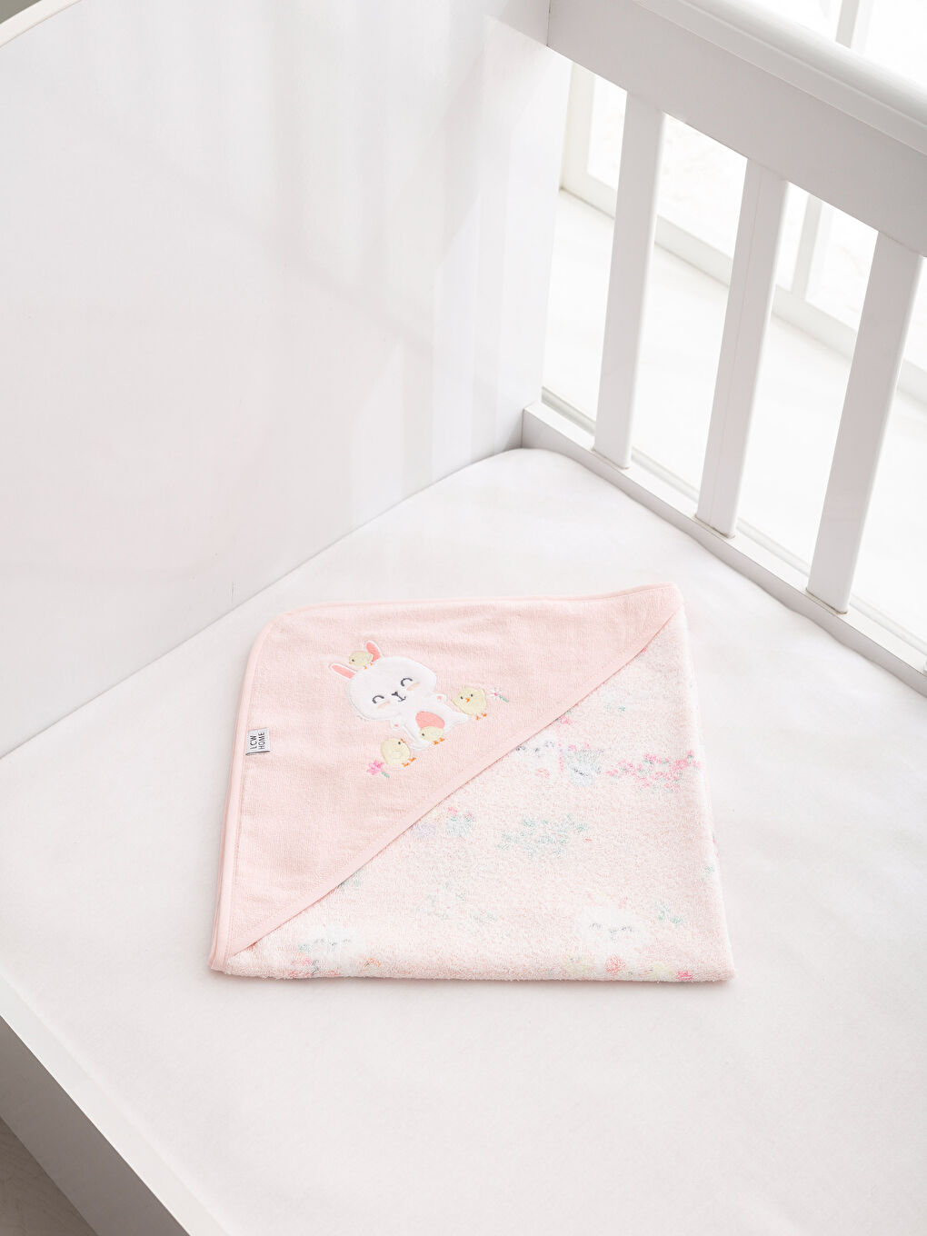 Pembe Baskılı Bebek Havlusu