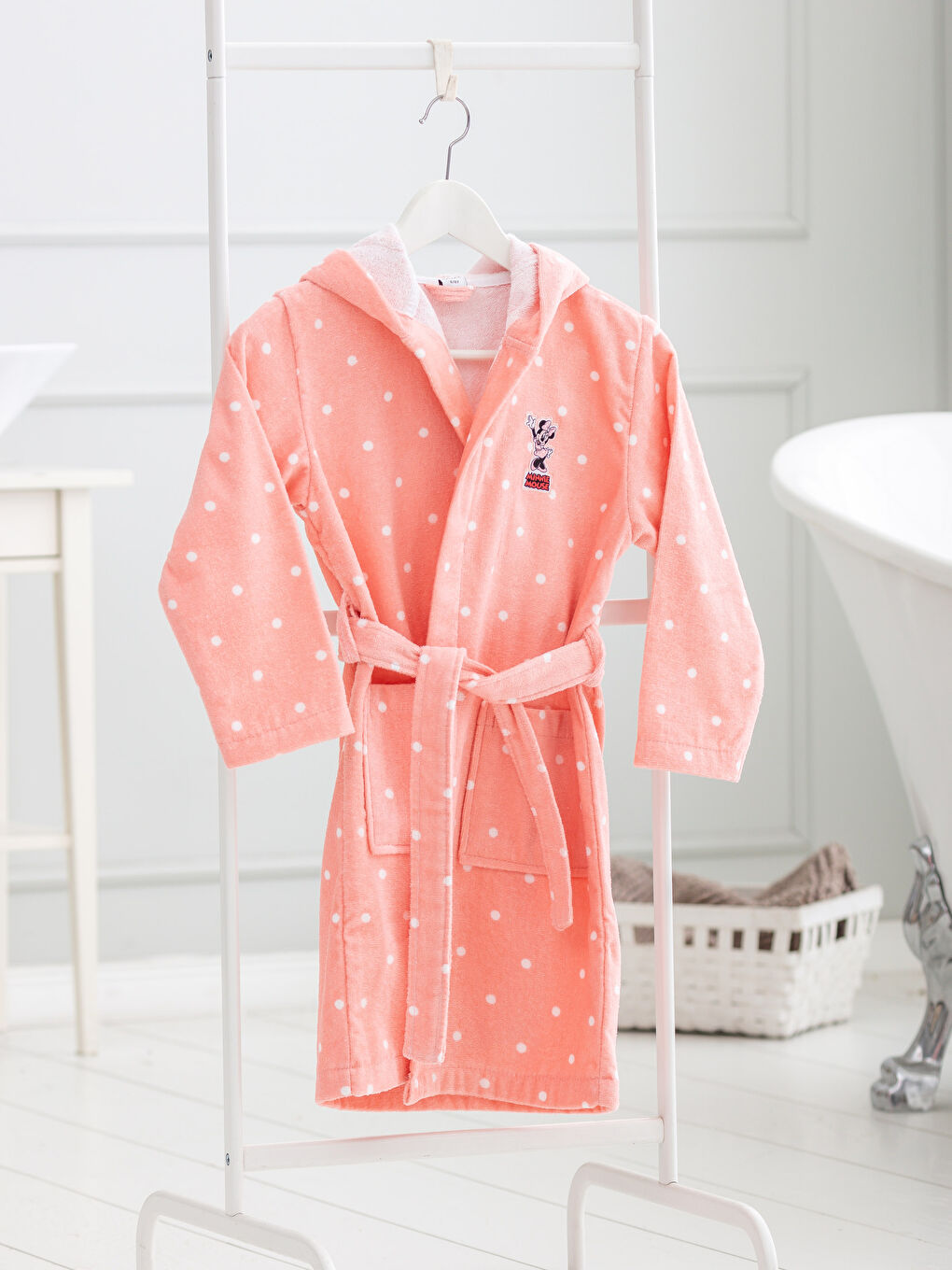 Pembe Baskılı Çocuk Bornoz