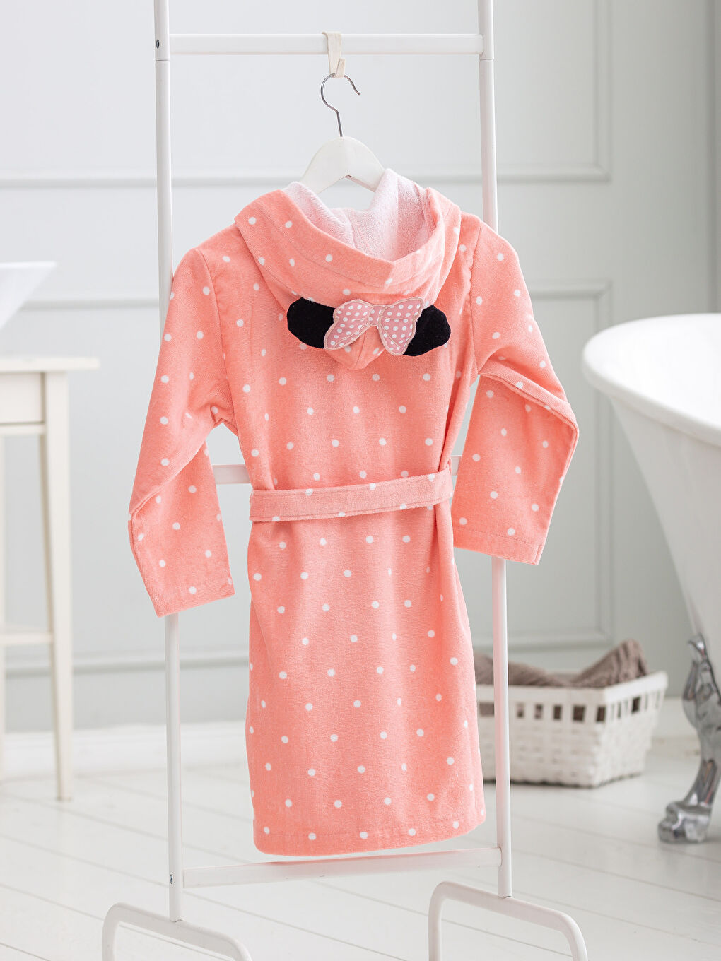 Pembe Baskılı Çocuk Bornoz-1