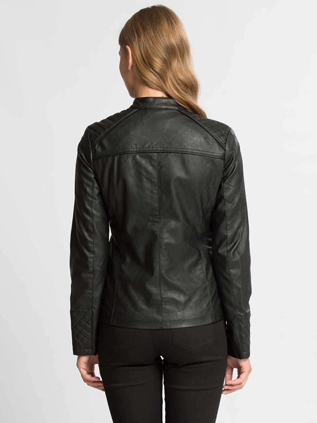 Manteau en simili cuir NOIR Femme-1