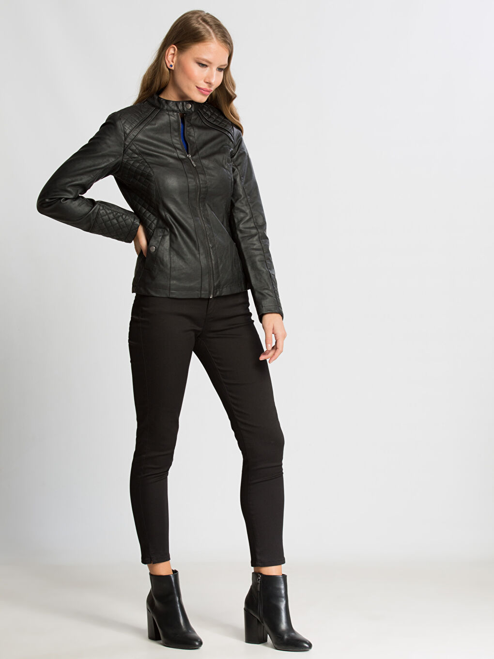 Manteau en simili cuir NOIR Femme-2