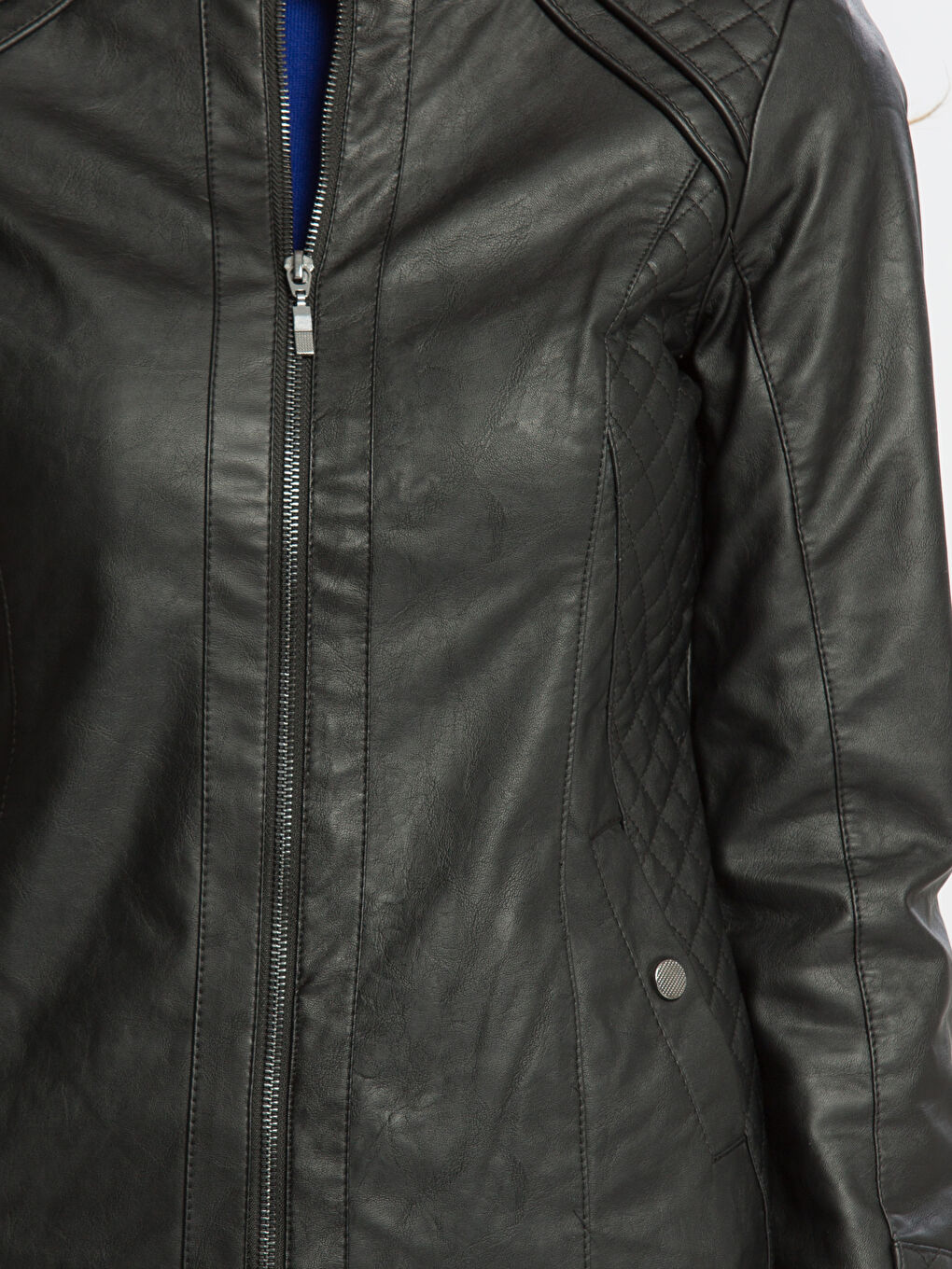 Manteau en simili cuir NOIR Femme-3