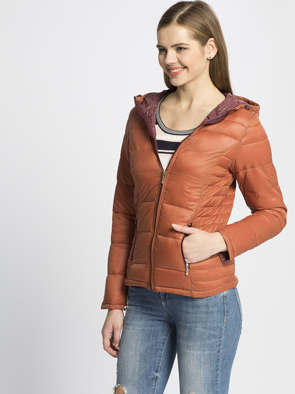 Kahverengi Kahve Şişme Mont