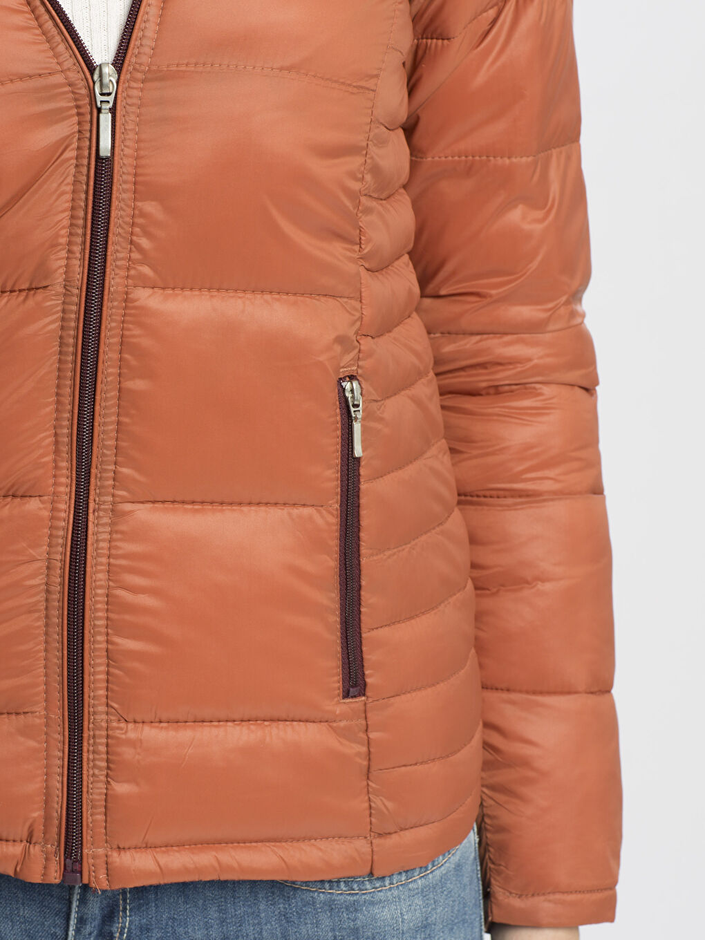 Kahverengi Kahve Şişme Mont-4