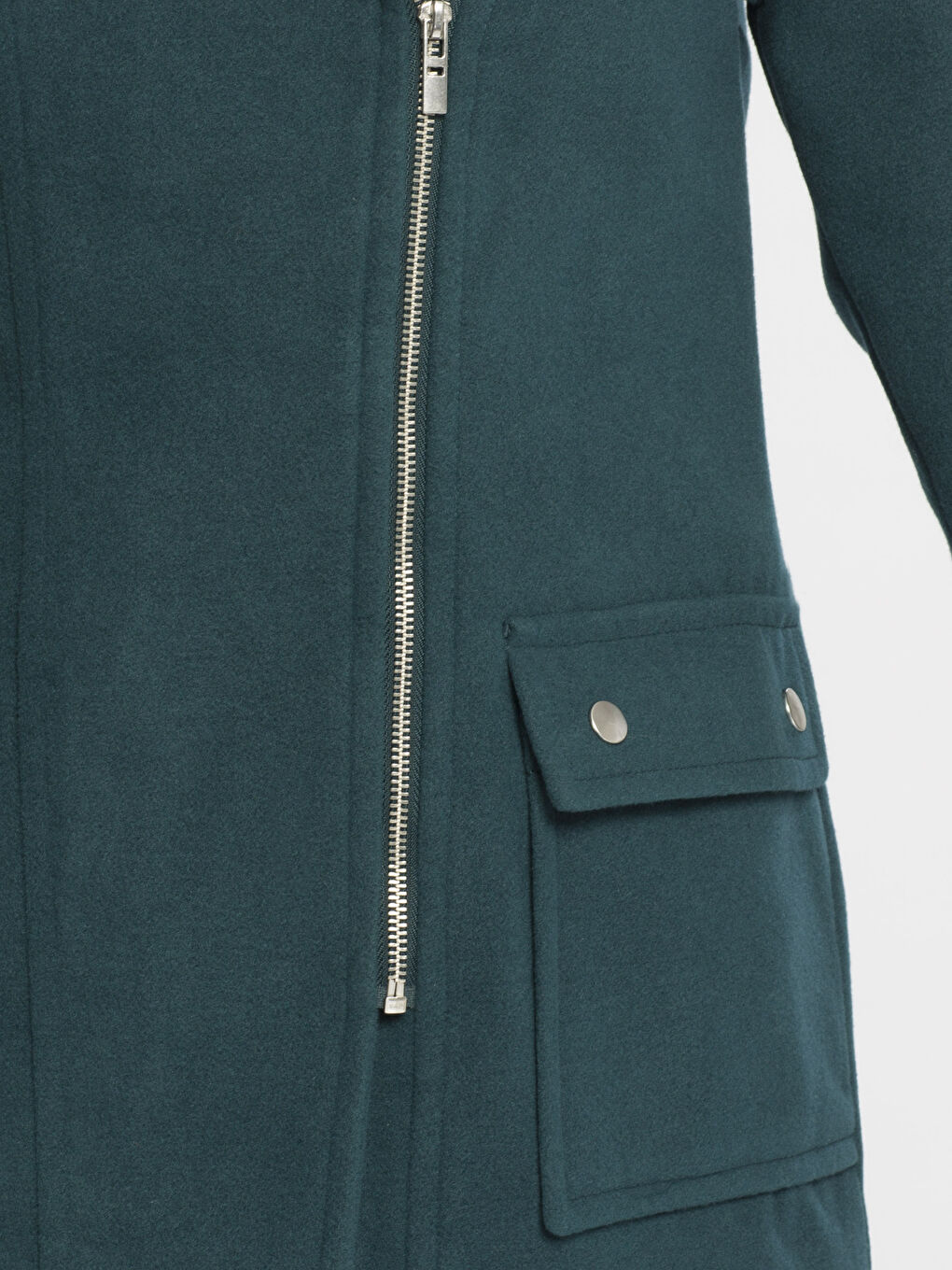 Yeşil Kapüşonlu Uzun Kollu Kadın Kaban-4