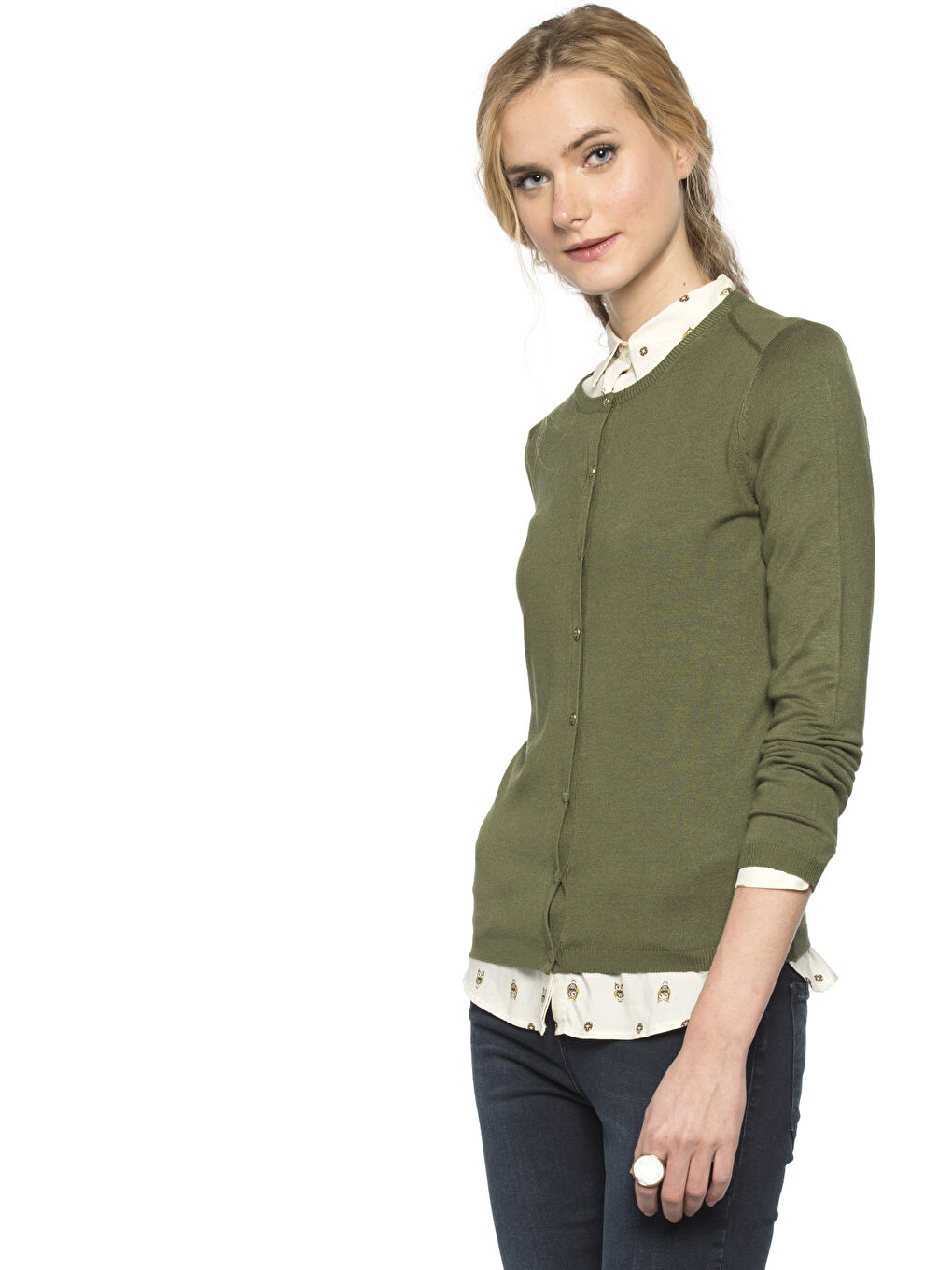 Yeşil Triko Kadın Hırka