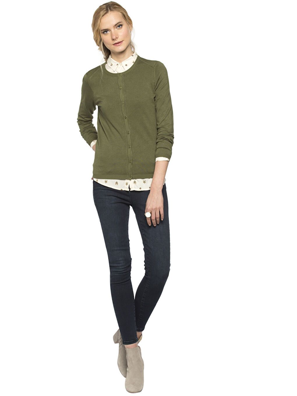 Yeşil Triko Kadın Hırka-2