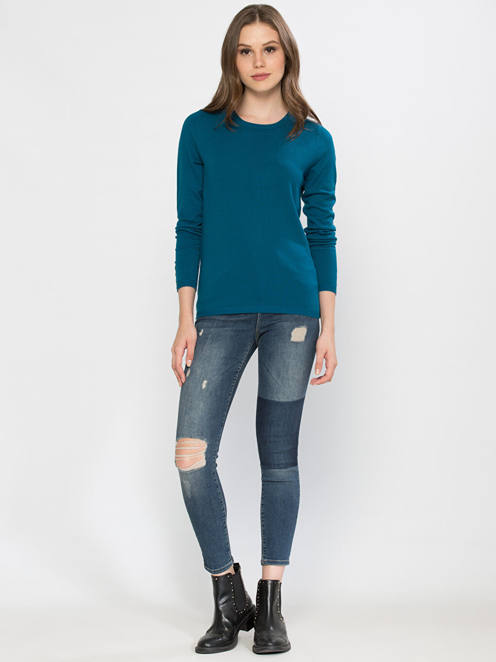 Mavi Bisiklet Yaka Kadın Kazak-2